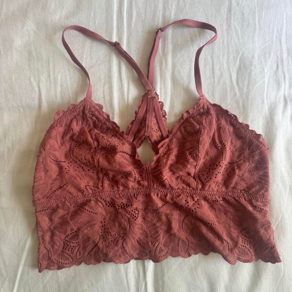 Aerie Boho Lace Racerback Dusty Pink Bralette Small